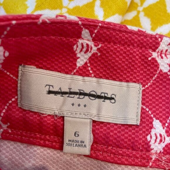 Talbots NWT Bright Pink Bee Print w/white trim & pockets crisp cotton pique - Picture 8 of 9